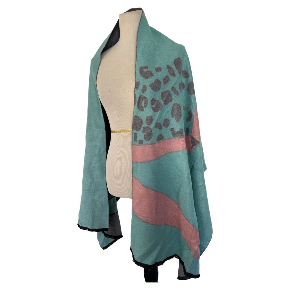 Soft reversible multicolored long scarf size 77/25inch
